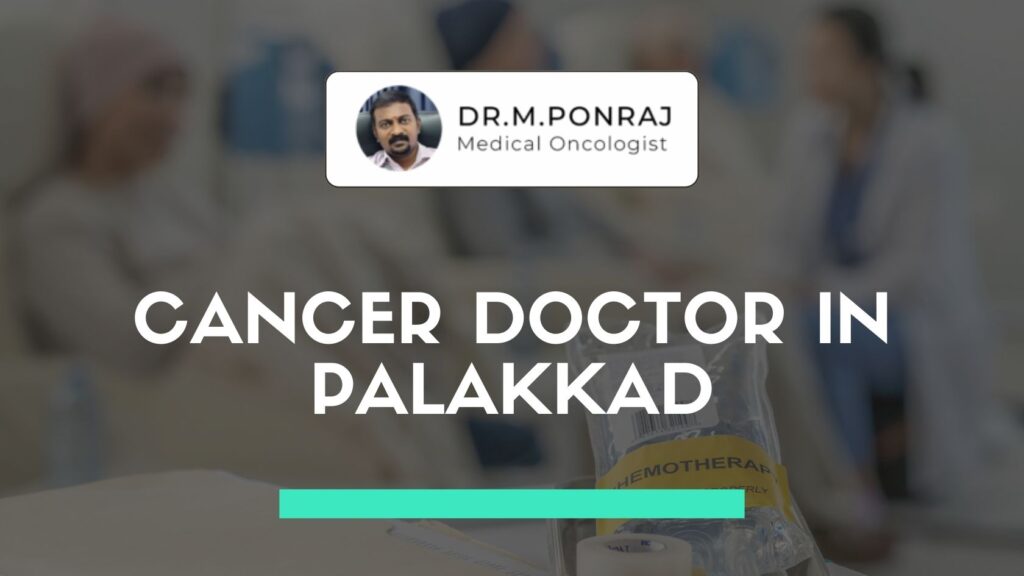 Dr. M. Ponraj consulting with a cancer patient at Thangam Hospitals, Palakkad