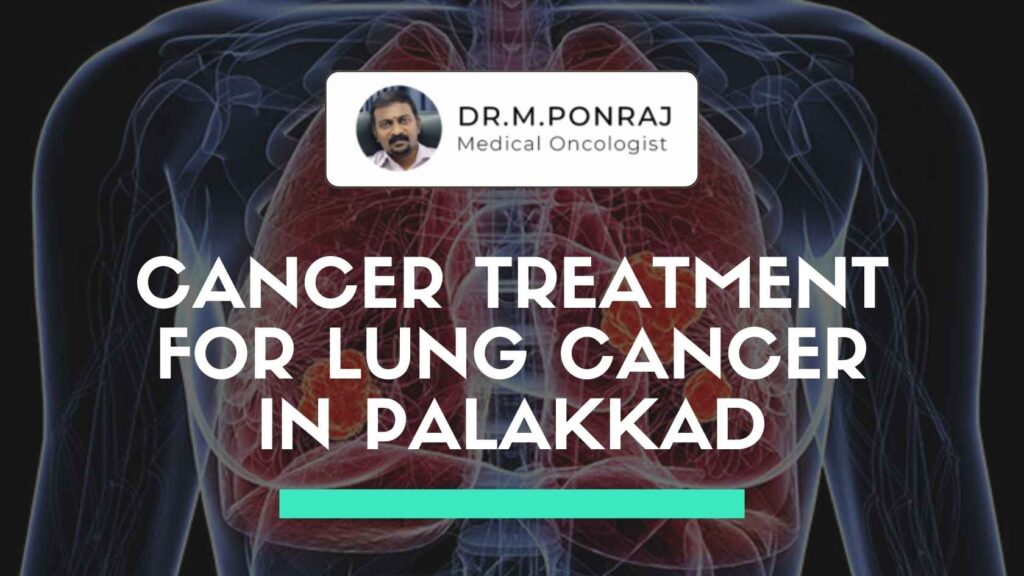 A compassionate doctor consulting with a lung cancer patient in a modern clinical setting in Palakkad.
